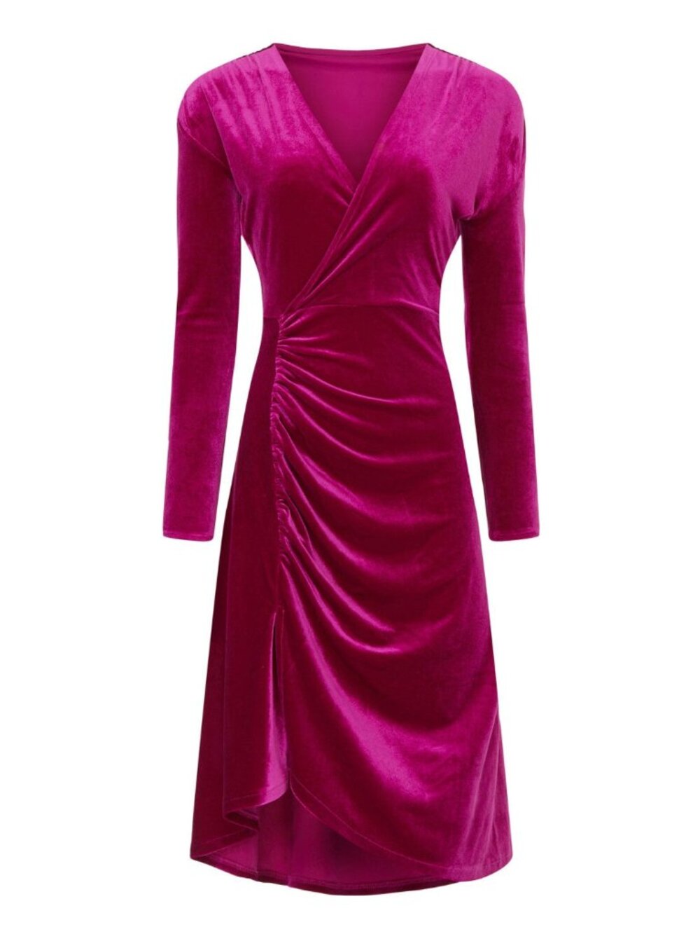 Pink Velvet Ruched Dress - Picture 2 of 5
